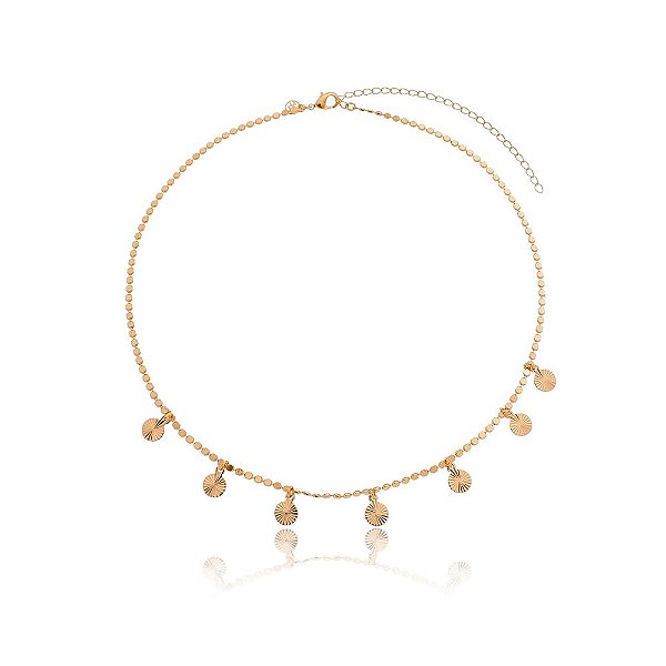 Gargantilha com círculos trabalhados folheada a ouro 18k