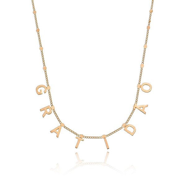 Gargantilha Gratidão folheada a ouro 18k