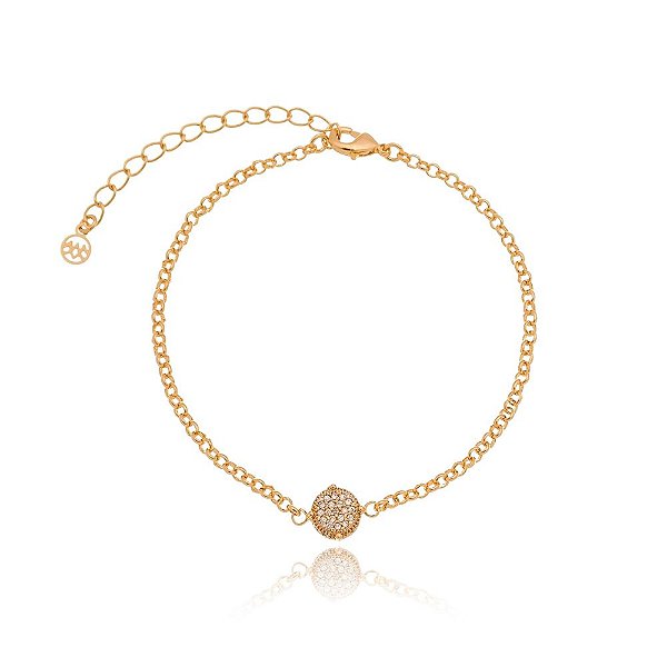 Pulseira com zircõnias folheada a ouro 18k 18cm
