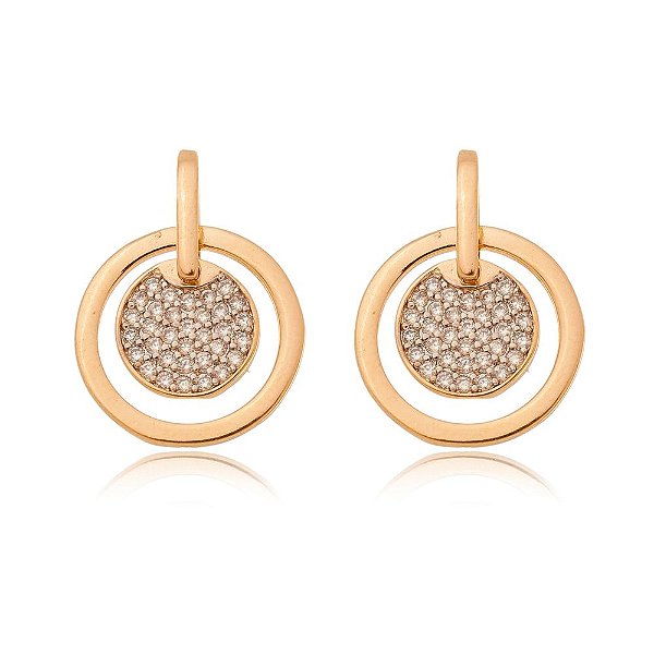 Brinco com zircônias folheado a ouro 18k