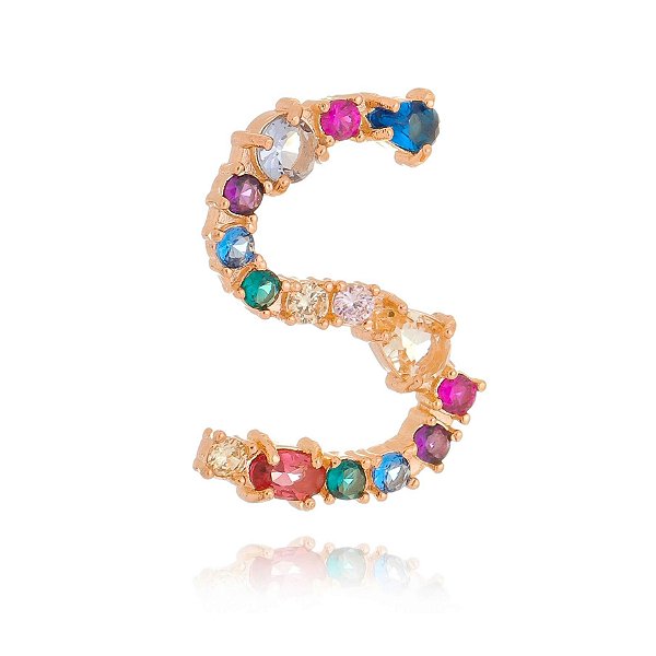 Pingente letra com zircônias coloridas folheado a ouro 18k