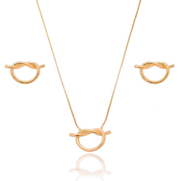 Conjunto nó folheado a ouro 18k