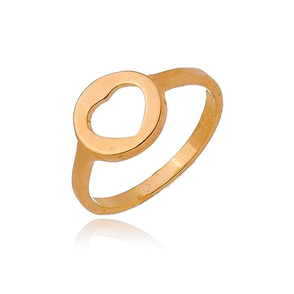 Anel coração vazado folheado a ouro 18k