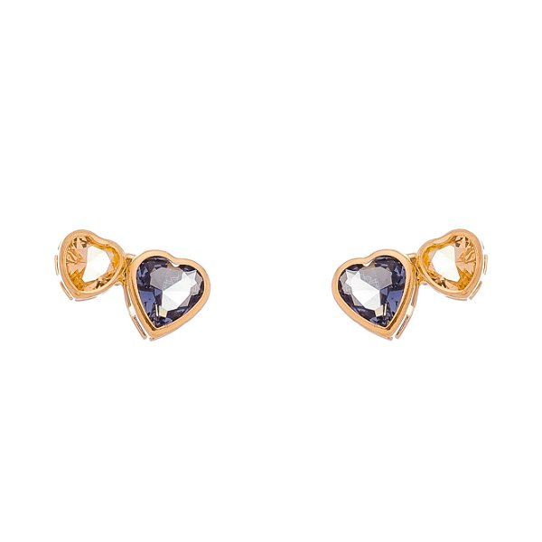 Brinco coração multicor folheado a ouro 18k