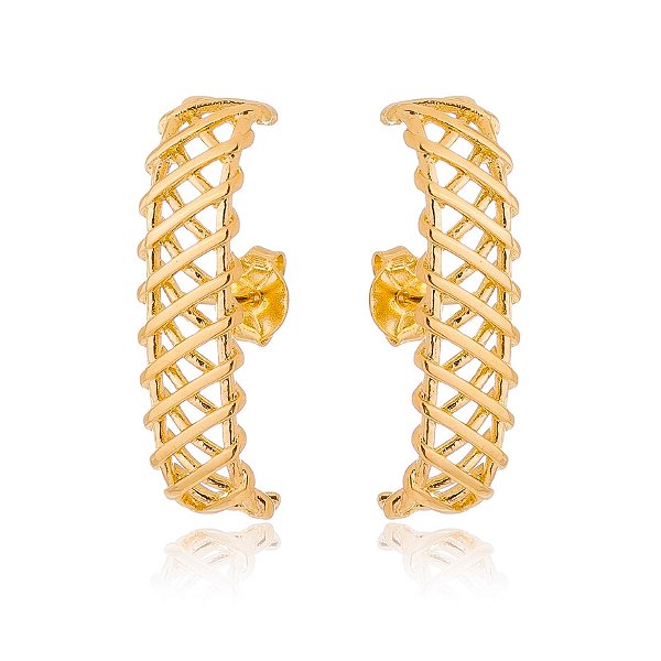 Brinco trama folheado a ouro 18k