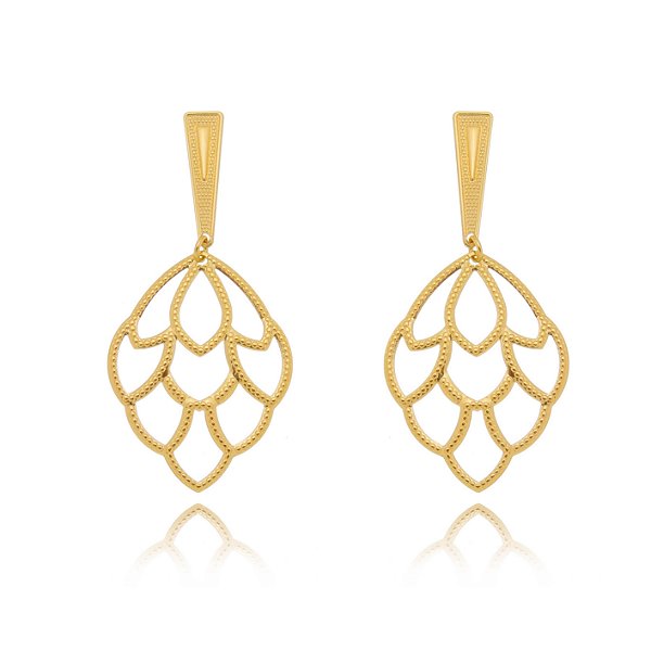 Brinco trabalhado folheado a ouro 18k