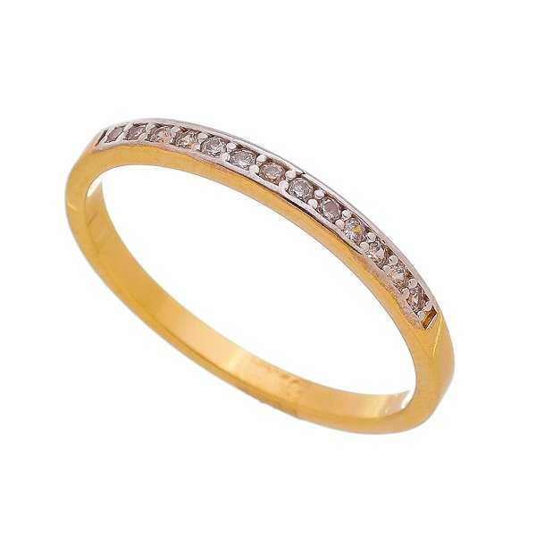 Meia aliança com zircônias folheada a ouro 18k