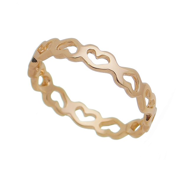 Anel corações vazados folheado a ouro 18k