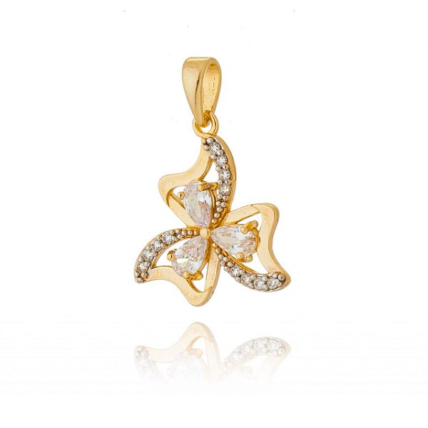 Pingente com zircônias folheado a ouro 18k