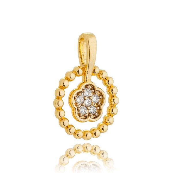 Pingente com zircônias folheado a ouro 18k