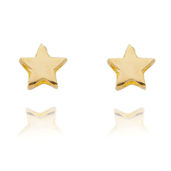 Brinco estrela lisa folheado a ouro 18k