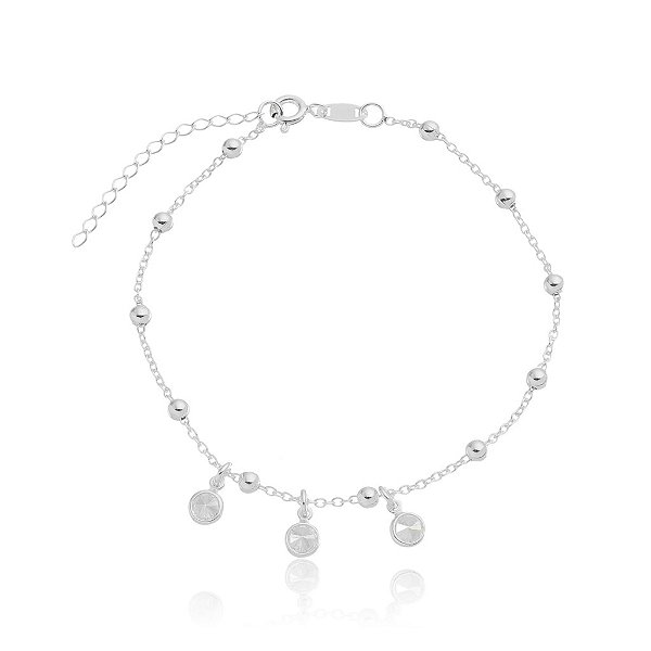 Pulseira bolinhas e zircônias em prata 925