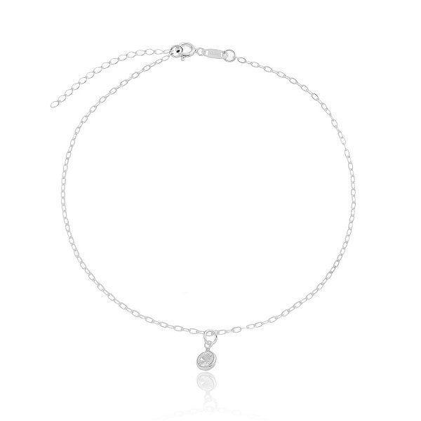 Tornozeleira com pingente zircônia em prata 925