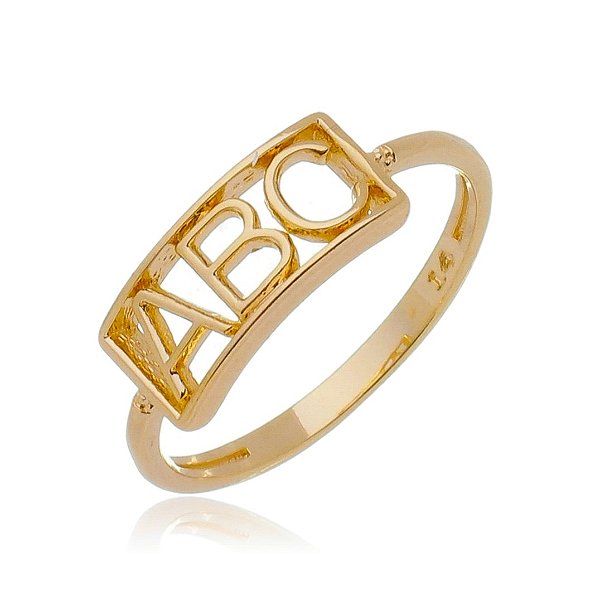 Anel ABC folheado a ouro 18k