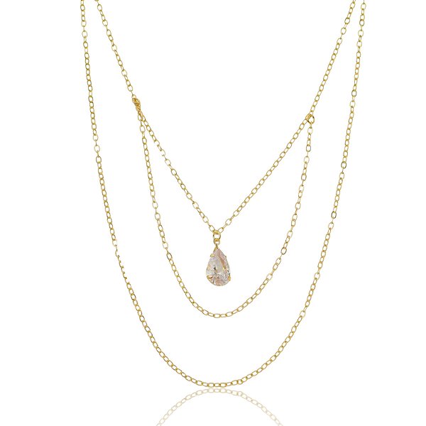 Gargantilha corrente com zircônia folheada a ouro 18k
