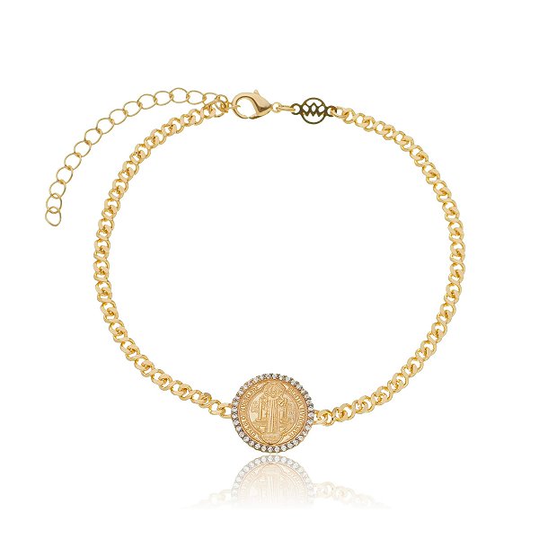 Pulseira São Bento folheada a ouro 18k 19cm