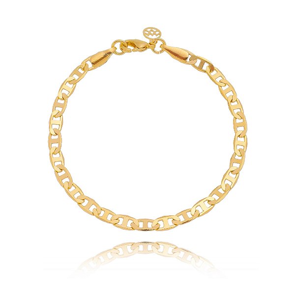 Pulseira latinha infantil folheada a ouro 18k 15cm