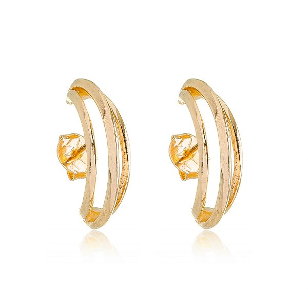 Argola três linhas folheada a ouro 18k