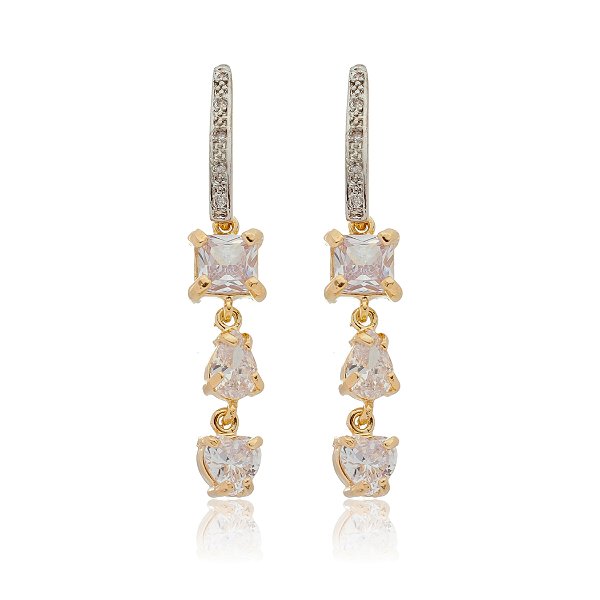 Brinco com zircônias folheado a ouro 18k