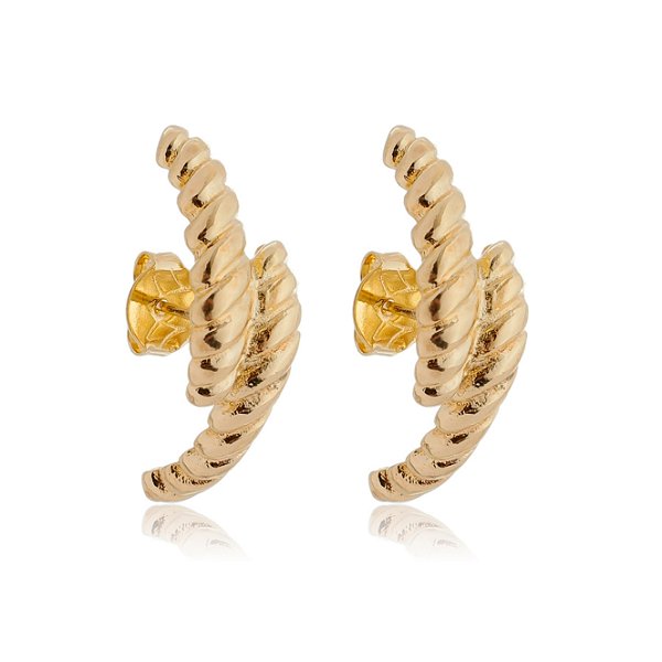 Argola concha folheado a ouro 18k