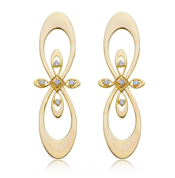 Brinco infinito folheado a ouro 18k