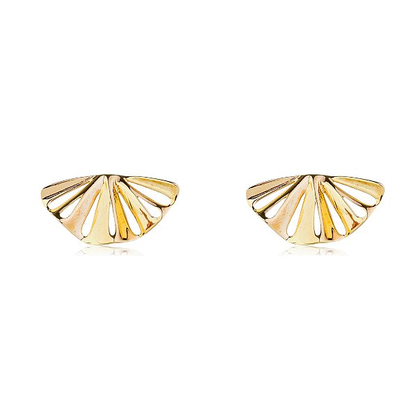 Brinco leque vazado folheado a ouro 18k