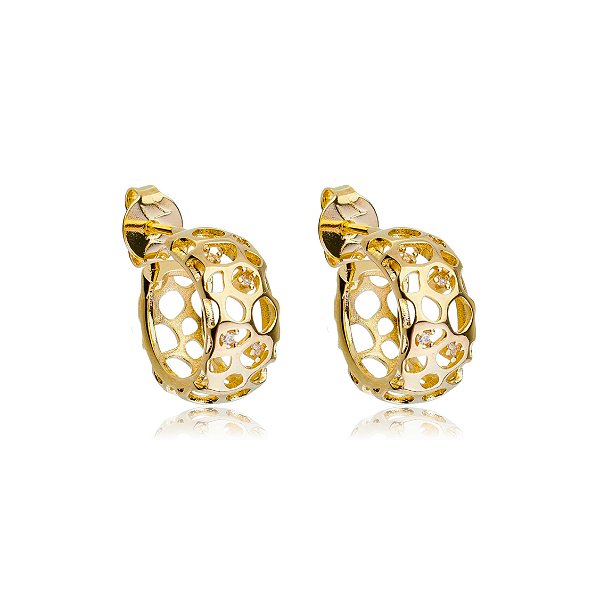 Argola coral folheada a ouro 18k