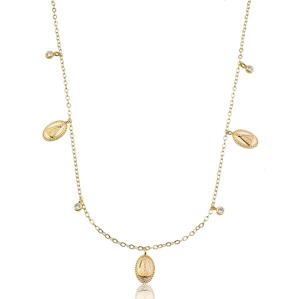 Gargantilha Nossa Sra. Aparecida folheada a ouro 18k