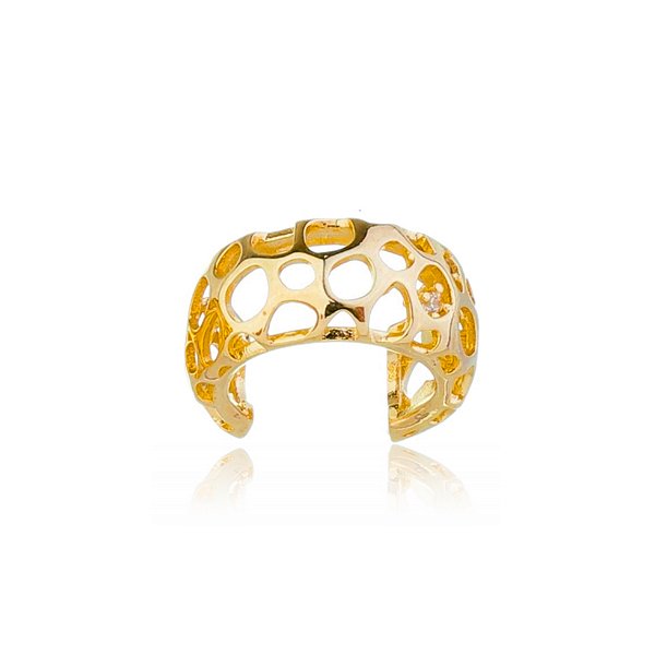 Piercing coral folheado a ouro 18k