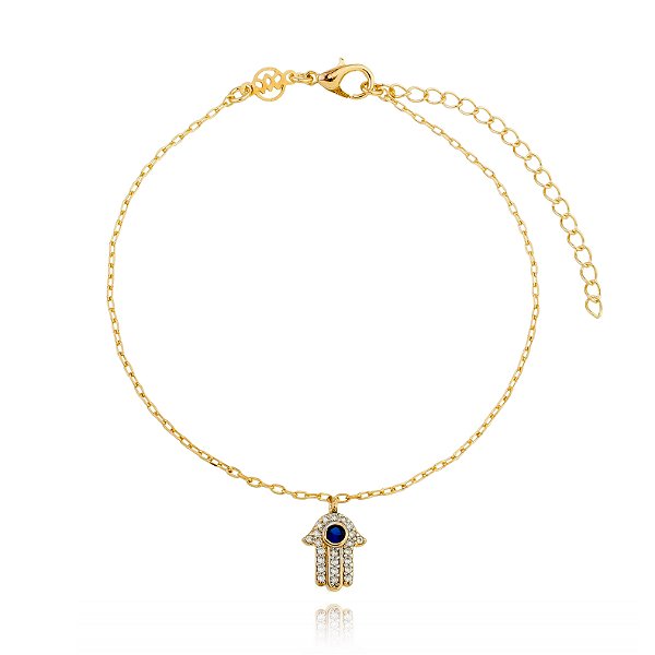 Pulseira mão de Fátima folheada a ouro 18k 18cm