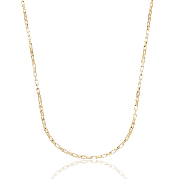 Corrente elos retangulares folheada a ouro 18k