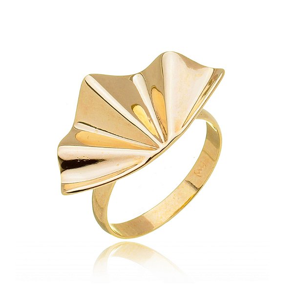 Anel leque liso folheado a ouro 18k