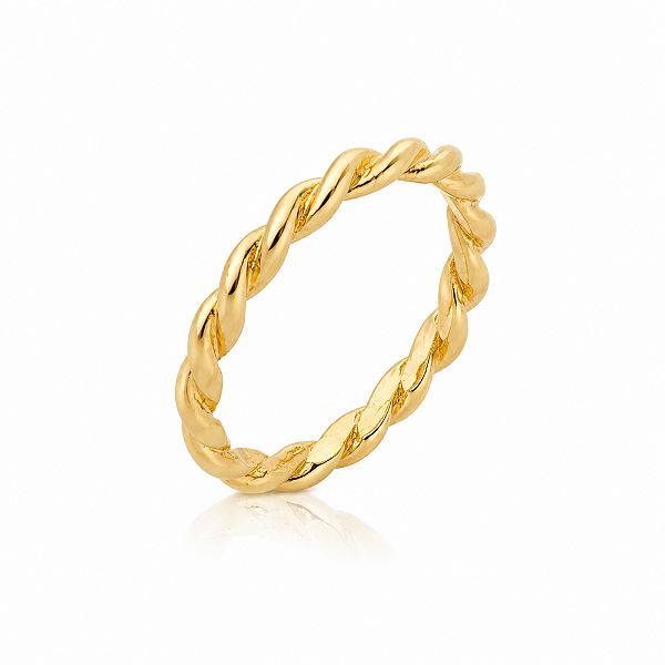 Anel torcido folheado a ouro 18k