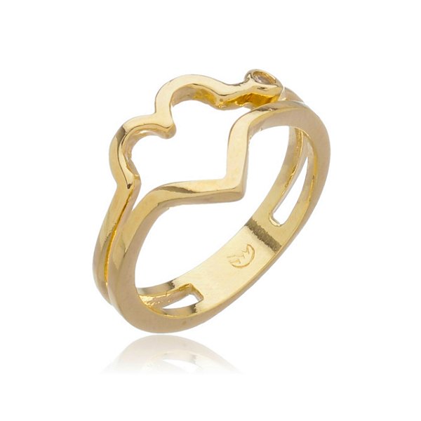 Anel coração folheado a ouro 18k
