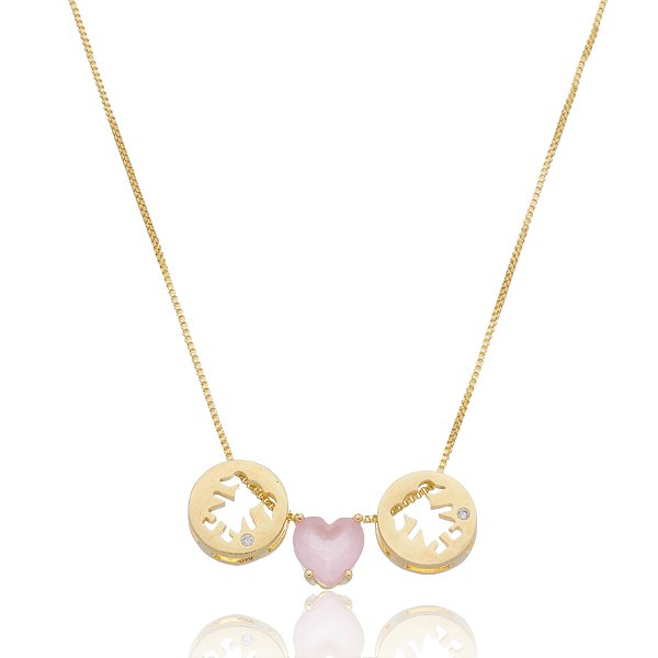 Gargantilha medalha meninas folheada a ouro 18k