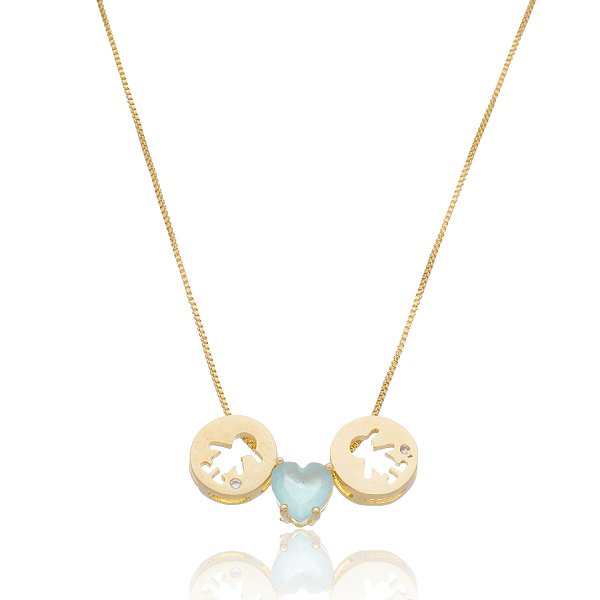 Gargantilha medalha meninos folheado a ouro 18k