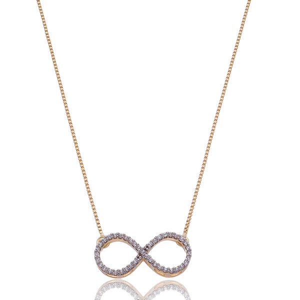 Gargantilha infinito com zircônias folheado a ouro 18k