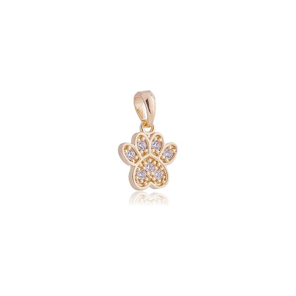 Pingente patinha com zircônias folheado a ouro 18k