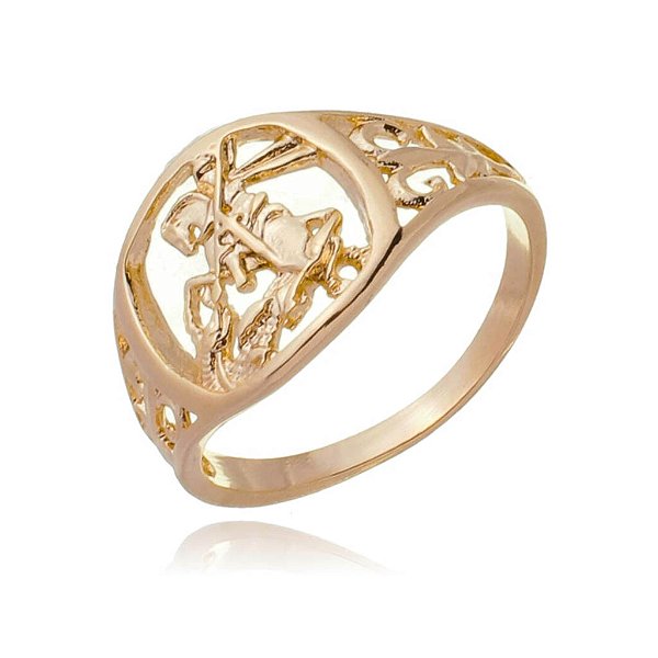 Anel São Jorge folheado a ouro 18k