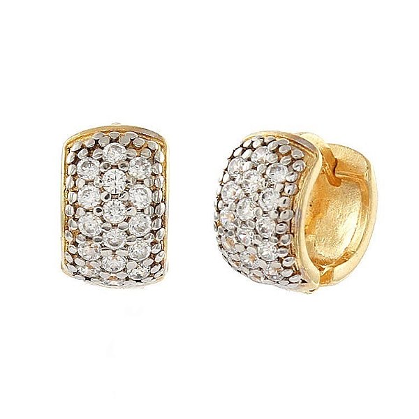 Argola média com zircônias folheda a ouro 18k