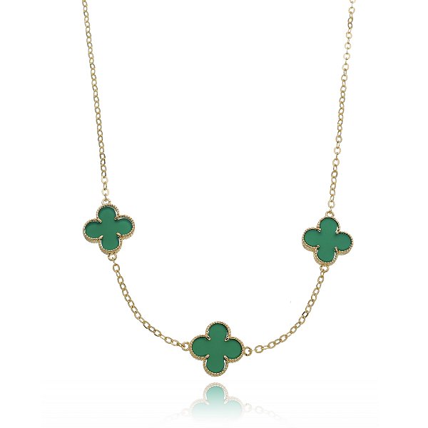 Gargantilha trevo folheada a ouro 18k