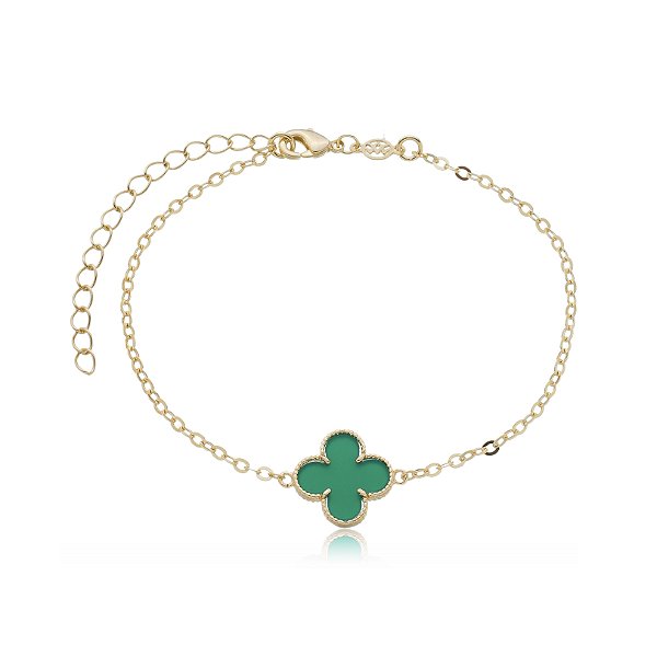 Pulseira trevo folheada a ouro 18k