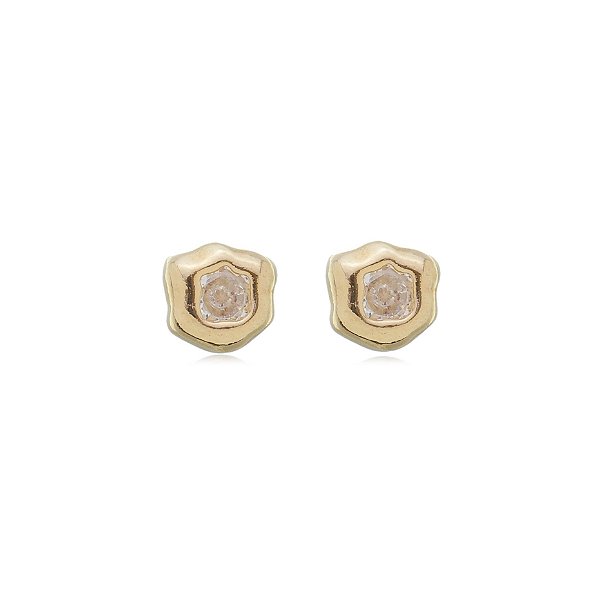 Brinco com zircônia folheado a ouro 18k