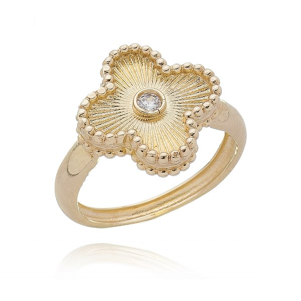 Anel flor folheado a ouro 18k