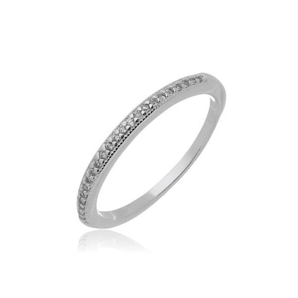 Anel meia aliança com zircônia em prata 925