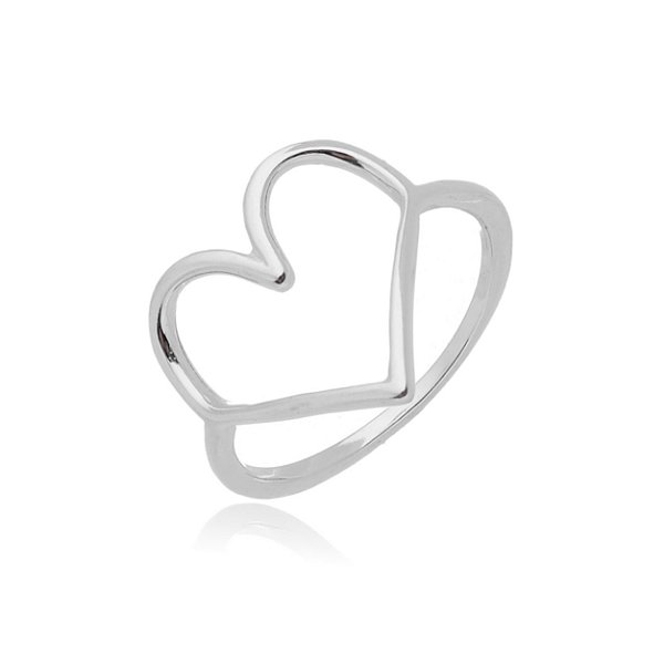 Anel coração vazado prata 925