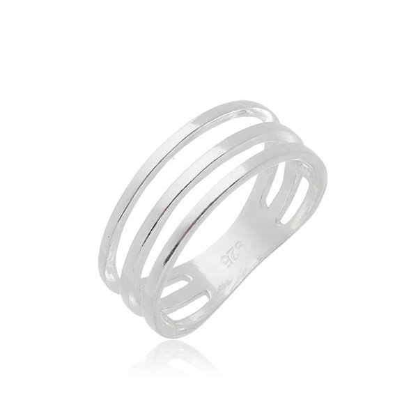 Anel três faixas em prata 925