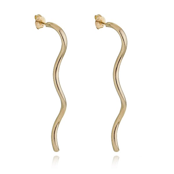 Brinco fio de tubo folheado a ouro 18k