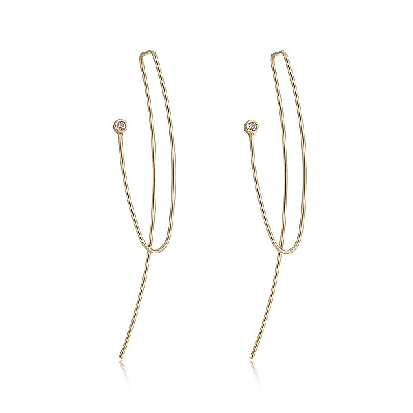Brinco liso folheado a ouro 18k