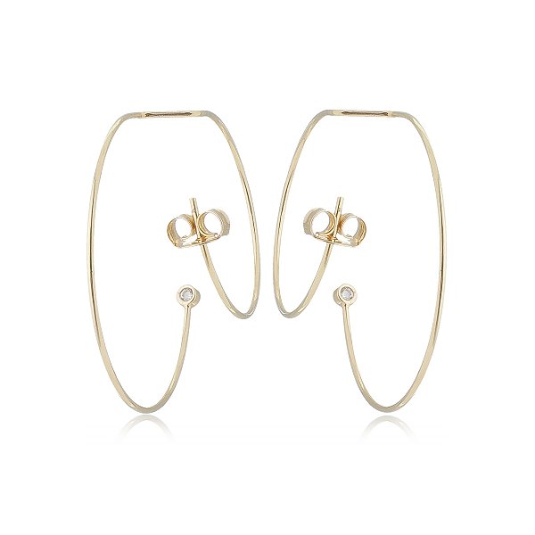 Brinco liso folheado a ouro 18k